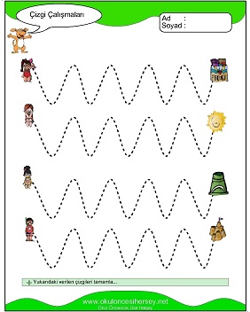 okul öncesi çizgi çalışma sayfaları